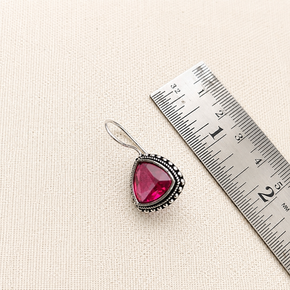 Shades & Stories: Magic Magenta Silver Toned Pendant and Earring Set