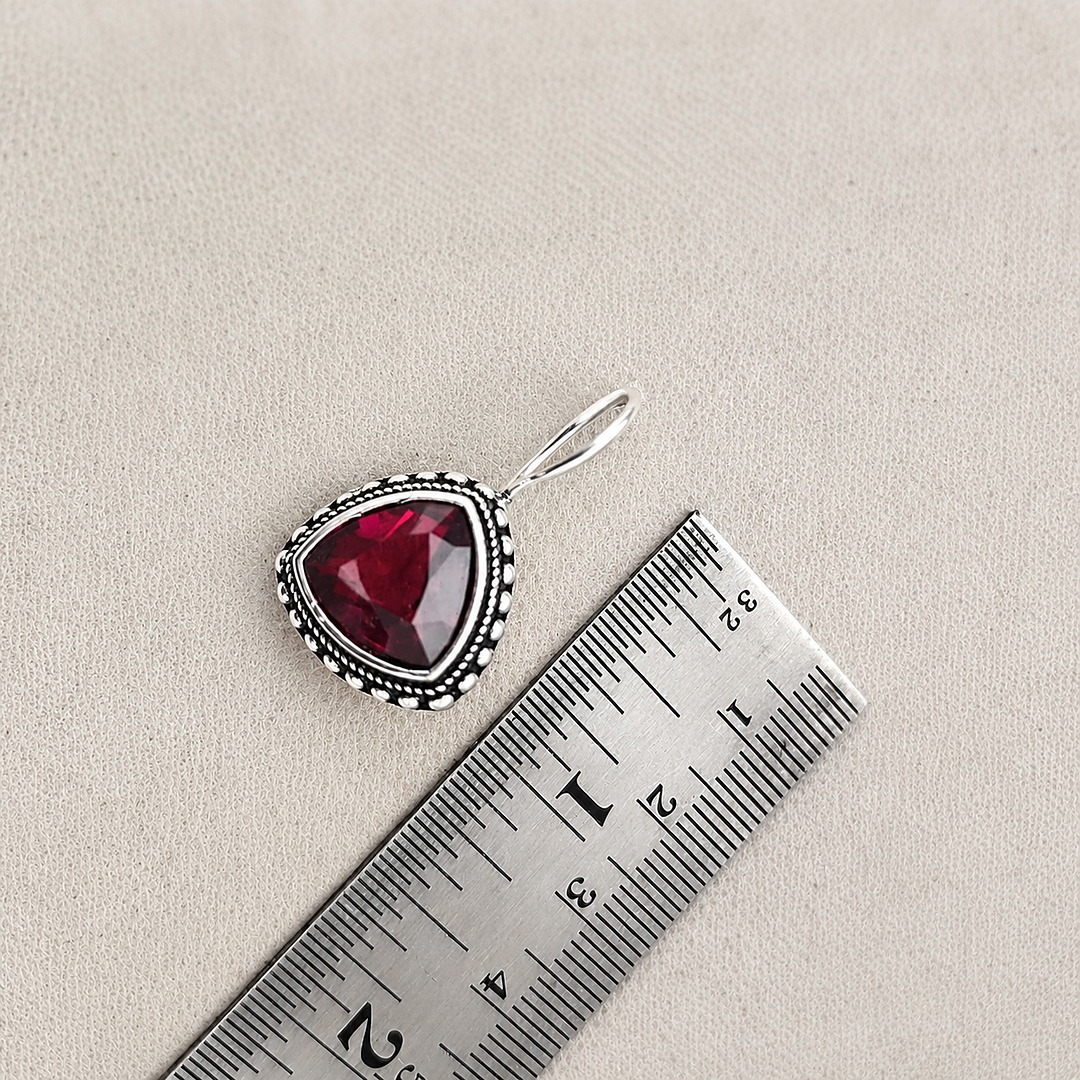Shades & Stories:  Ravishing Red Silver Toned Pendant and Earring Set