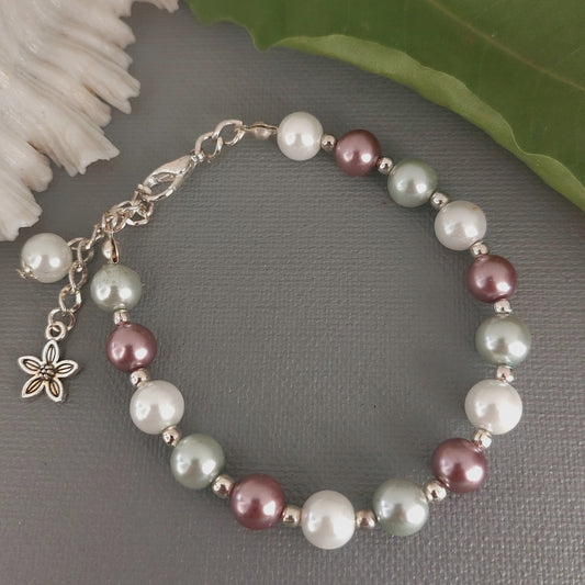 Mauve Meadow Pearl Elegance Bracelet