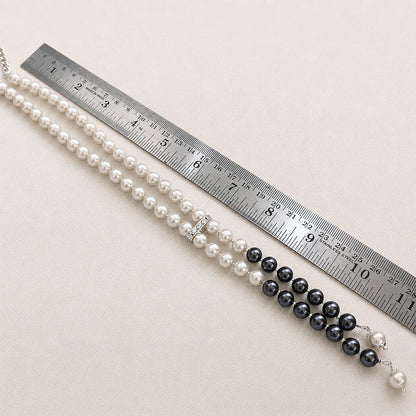 Monochrome Muse: Handcrafted Statement Pearl Necklace and Earring Set