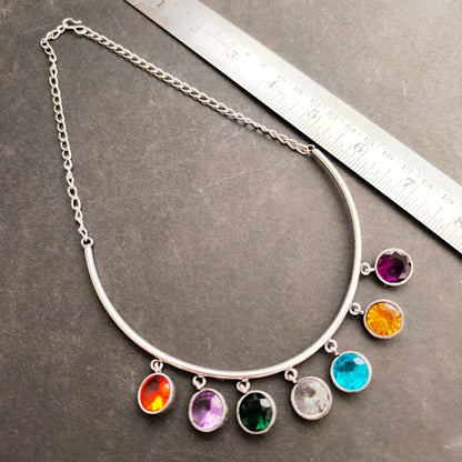 Glittering Rainbow : Multi Stoned Pendant and Earring Set