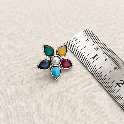 Flora Royale: Multicolored Stone Pendant and Earring Set