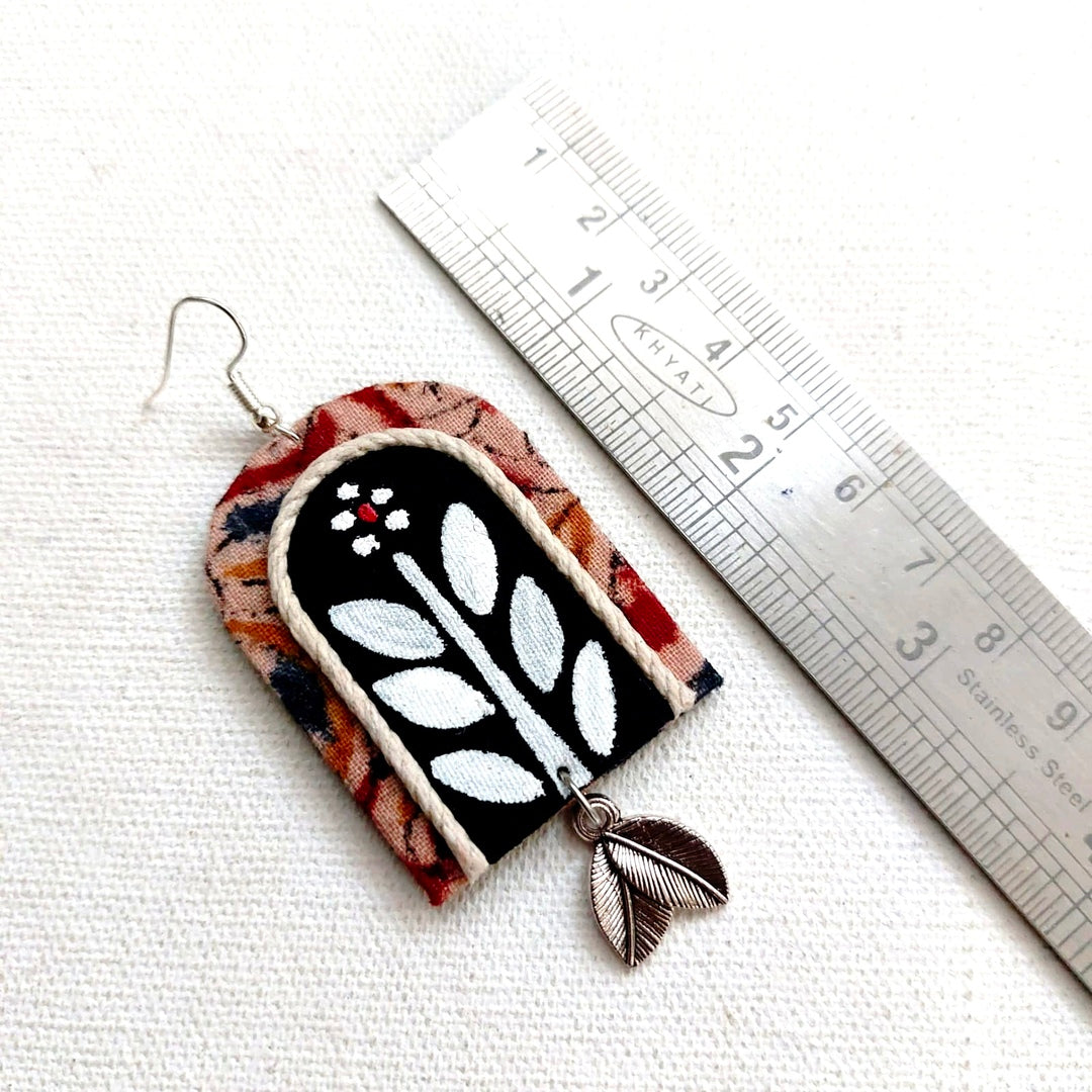 Earthly Elegance: Hand-Painted Natural Dye Kalamkari Fabric Earrings