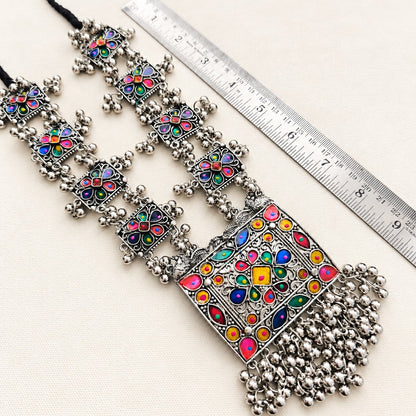 Navras:  Festive Enamel Oxidized Necklace Set