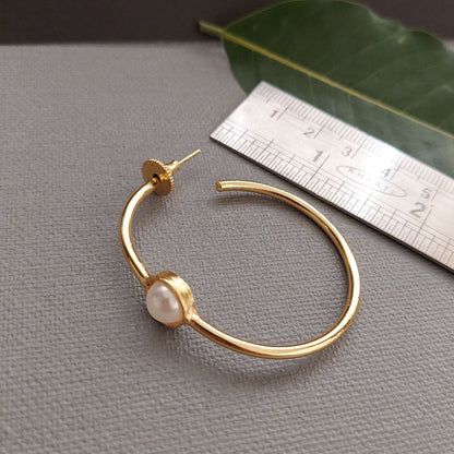 Glided Pearly Hoop Earrings