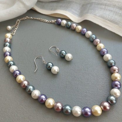 Pearl Spectrum: 5-Shade Pearl Necklace Earring Set