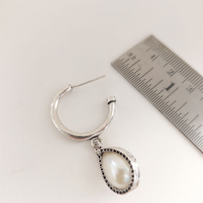 Pearl Glow: Drop Hoop Earring