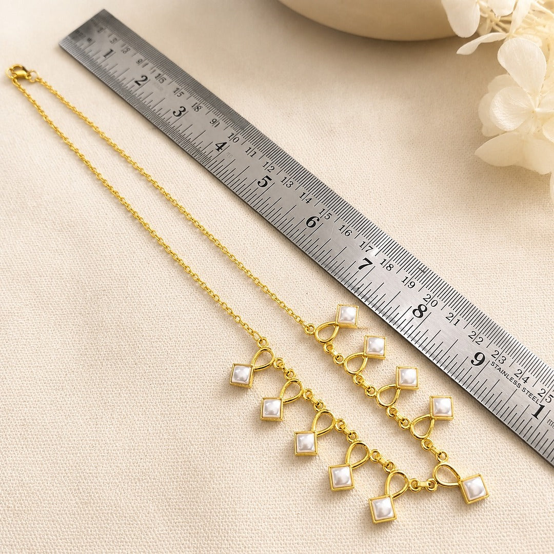 Pearl Interlace: Gold Toned Pearl  Necklace and Earring Set