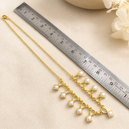 Pearl Interlace: Gold Toned Pearl  Necklace and Earring Set