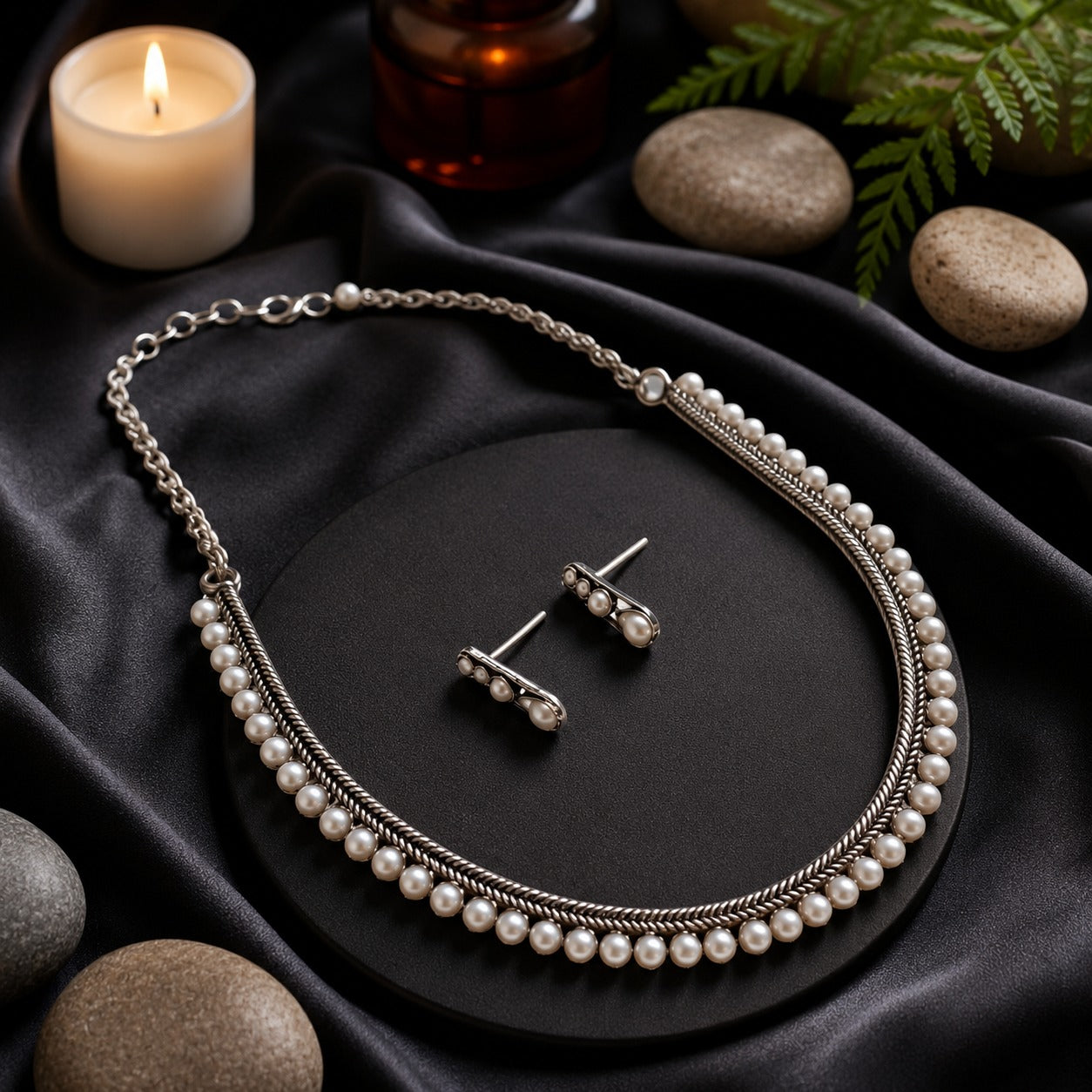 Pearls of Grace: Trendy Pearl Necklace And Earring Set