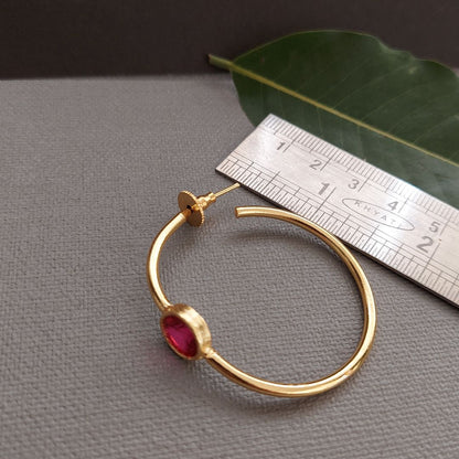 Glided Pinkstone Hoop Earrings