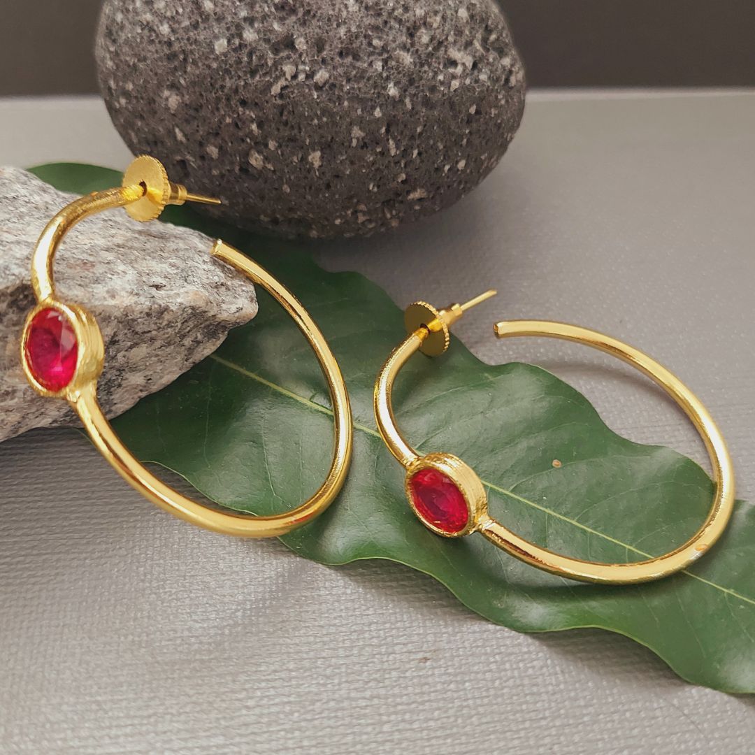 Glided Pinkstone Hoop Earrings