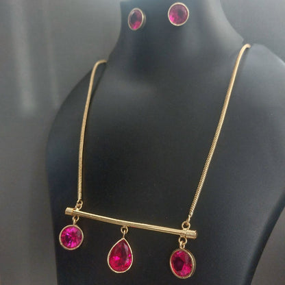 Royal Elegance : Pink Stone Necklace Set