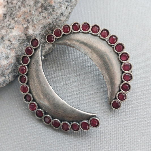 Crescent Moon Elegance : Bright Pink Stone