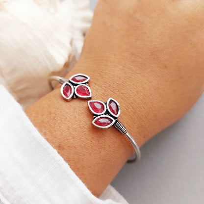 Radiant Ruby Leaf Bracelet