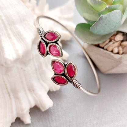 Radiant Ruby Leaf Bracelet