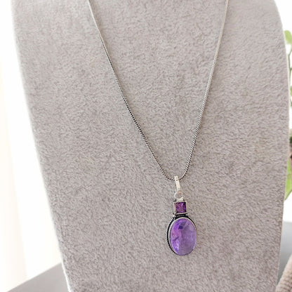 Lavender Haze: Silver Tone Pendant and Earring Set