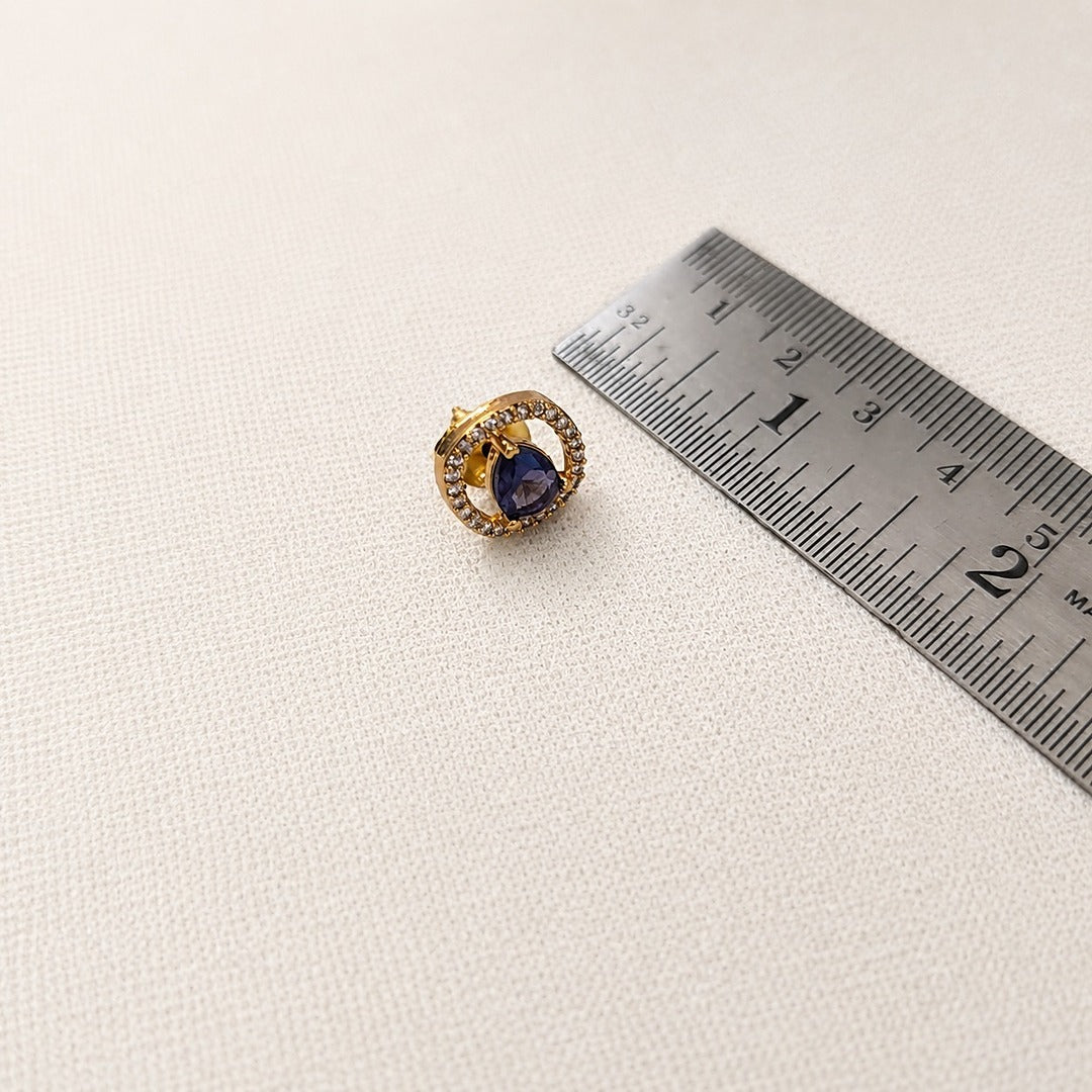 Abhaa: Minamalist Purple Stone Gold Toned Necklace and Earring Set