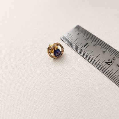 Abhaa: Minamalist Purple Stone Gold Toned Necklace and Earring Set