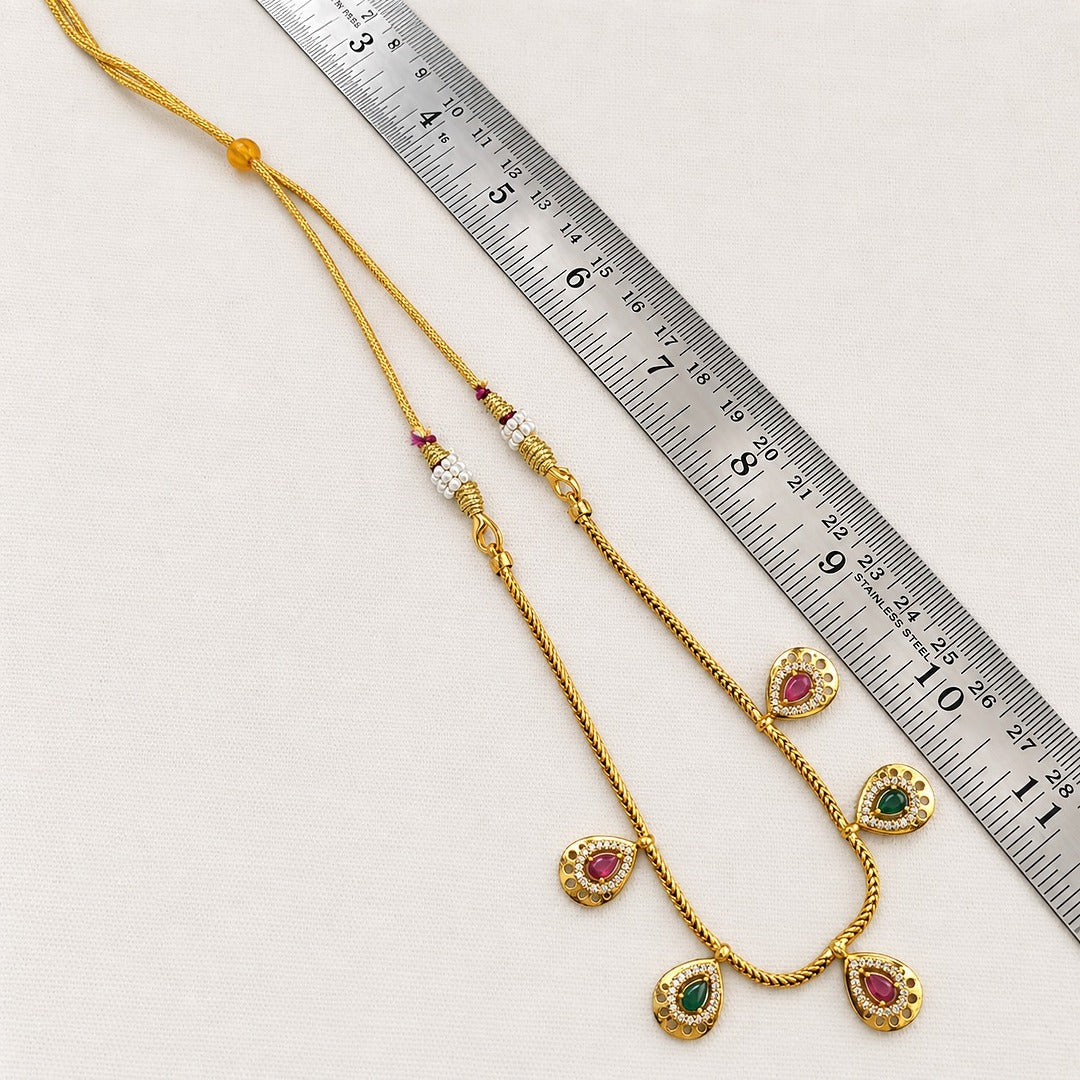 Ragini: Green and Majenta Stone Festive Necklace and Earring Set