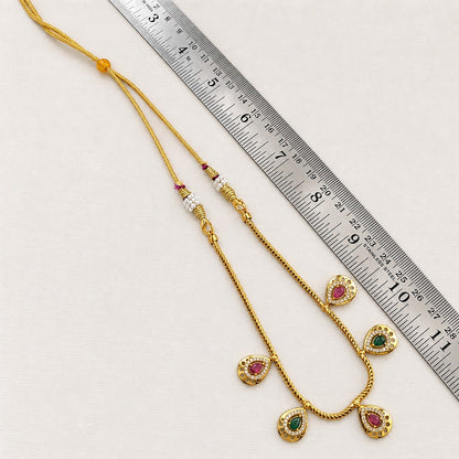 Ragini: Green and Majenta Stone Festive Necklace and Earring Set