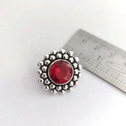 Cardinal Glitter : Red Stone Stud Earrings