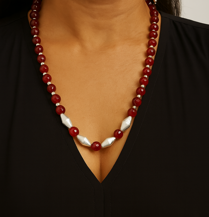 Dholki Royale: Dholki Bead Necklace and Earring Set with Rlack Beads