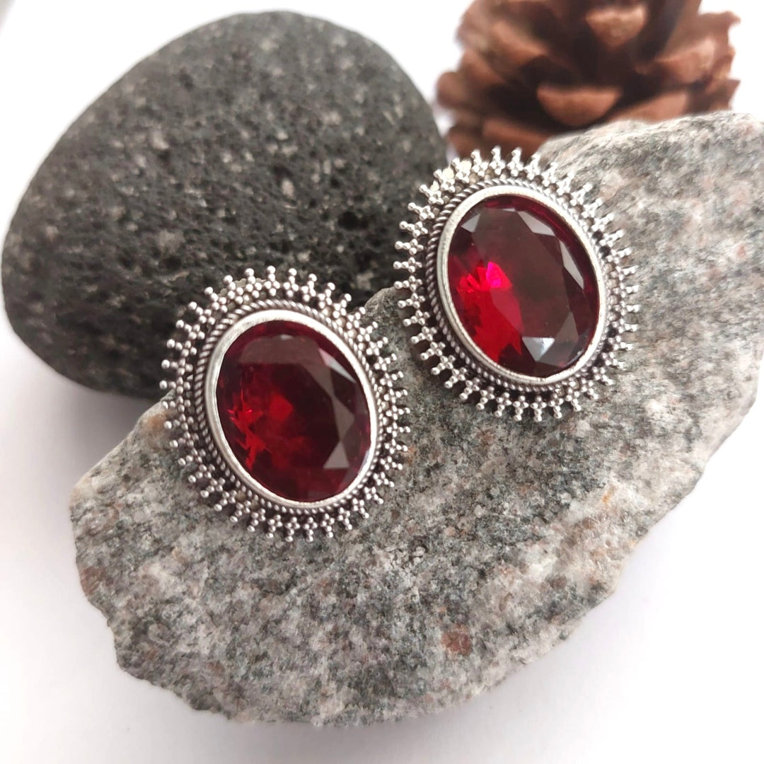 Candy Passion : Red Stone Stud Earring