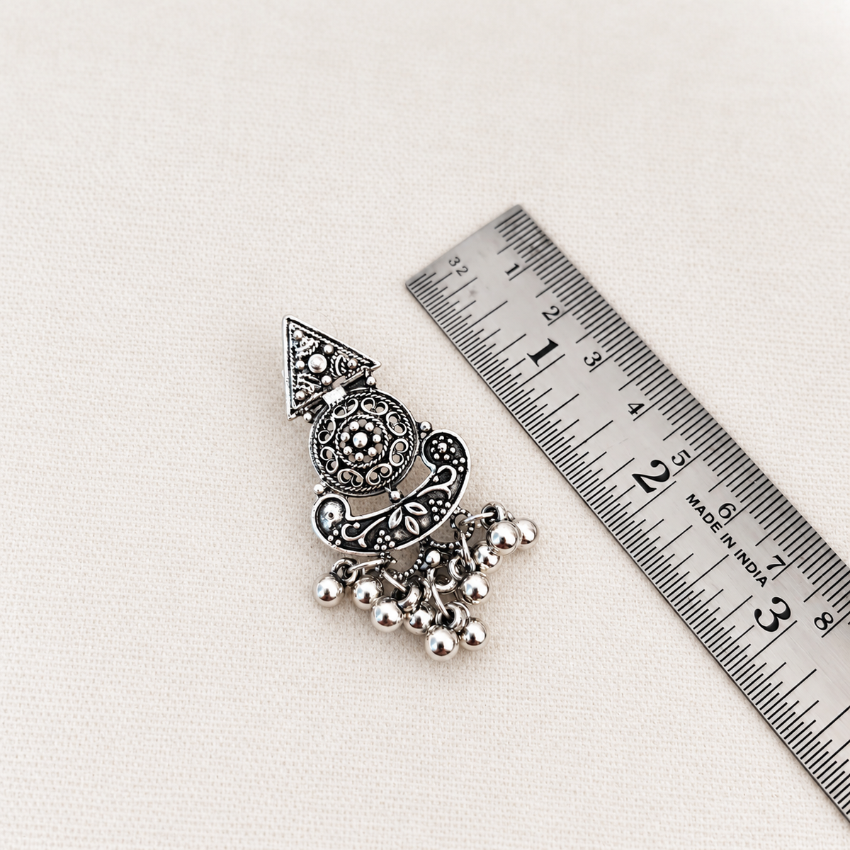 Mayura: Silver Toned Hasli Set With Pendant and Earring Set