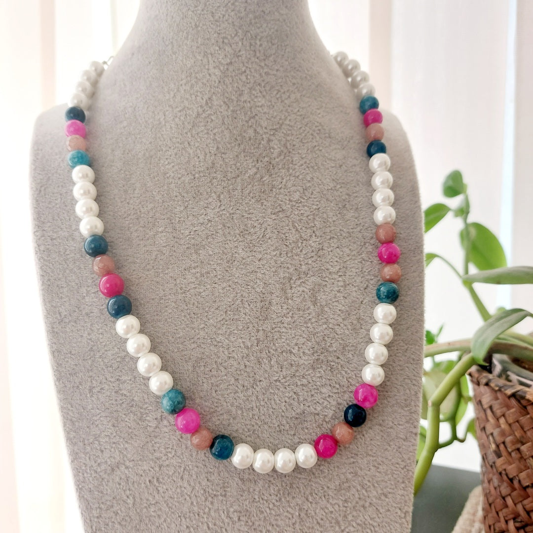 Ethereal Hues: White Pearl Necklace