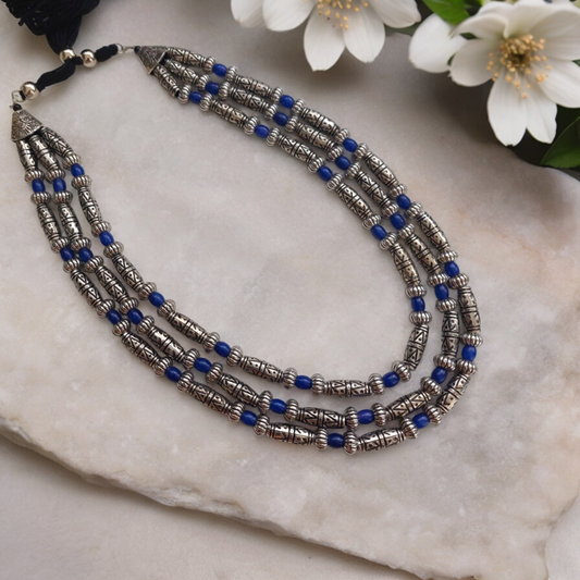Triple Elegance: 3 layer Silver Toned Necklace