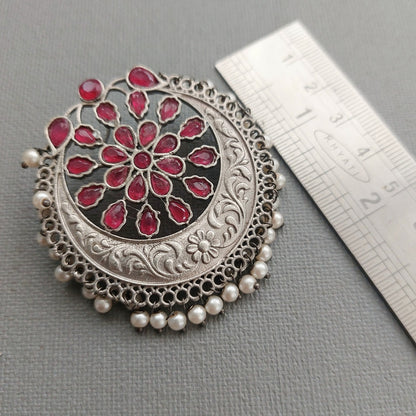 Chandbali Earrings: Deep Pink Stone Earrings