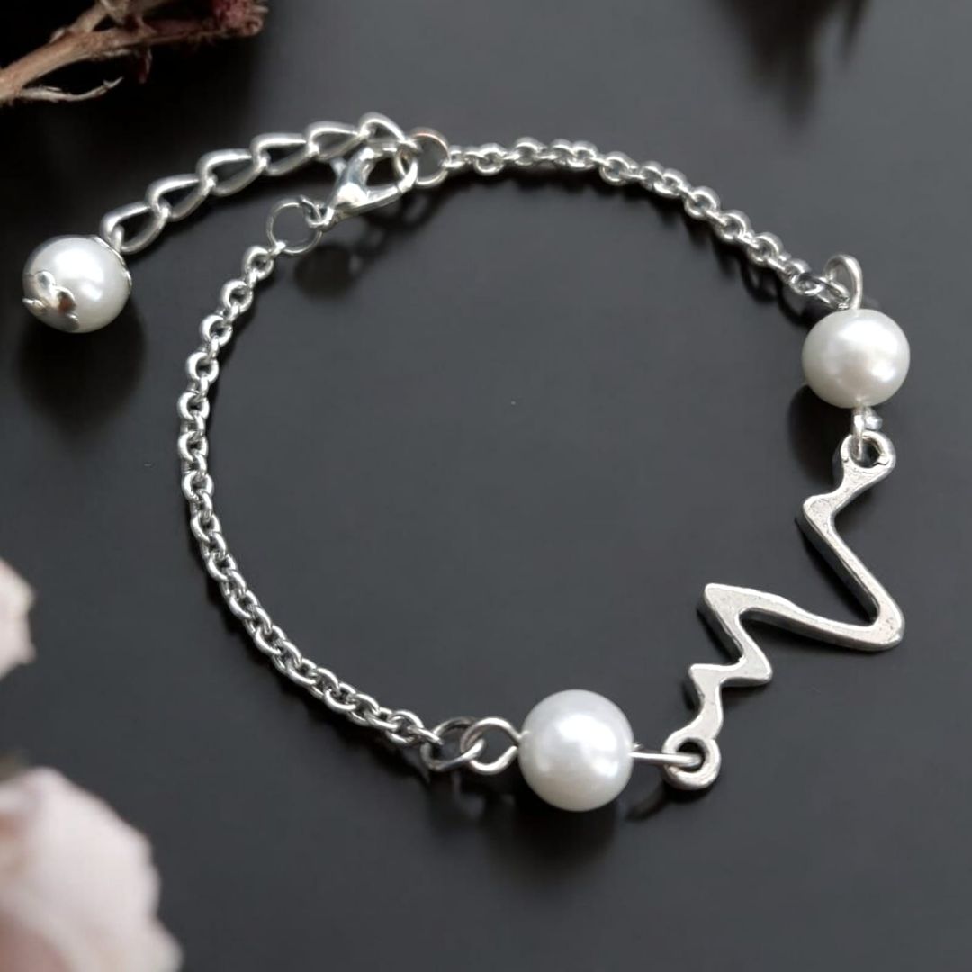 Heartbeat Silver Toned Bracelet