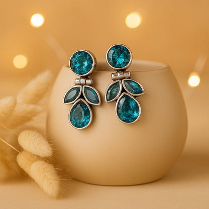 Crystal Spark: Sparkling Blue Stone Drop Earrings