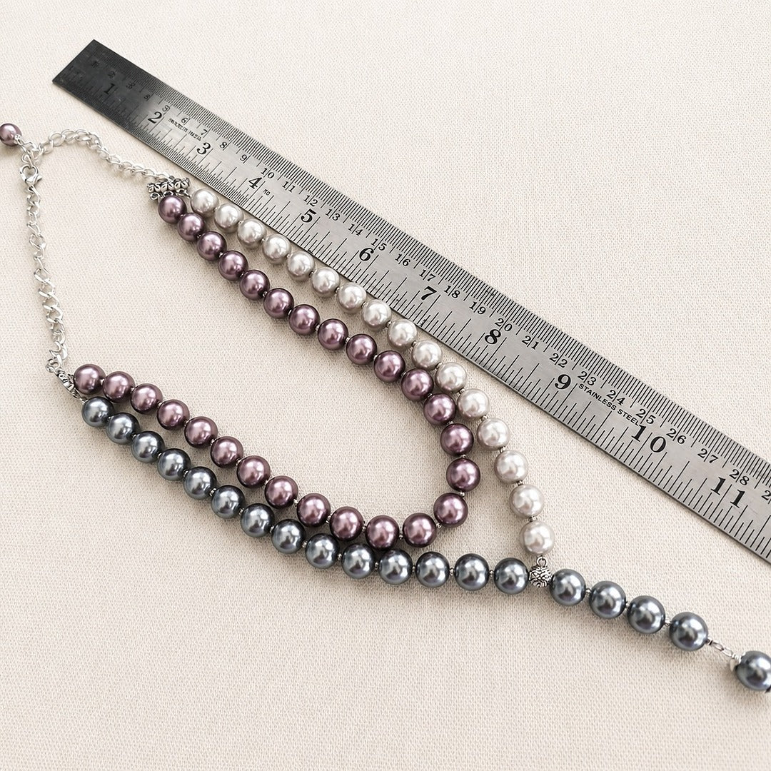 Twilight Symphony: Pearl Cascade Necklace and Earring Set