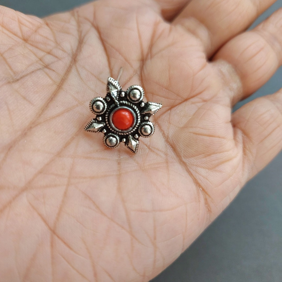 Coral Charm: Oxidized Coral Studs for Valentine's Day