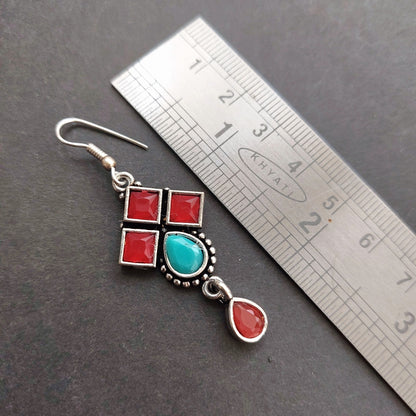 Red and Turquoise Stone Earrings