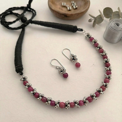 Mohini: Beaded Kolhapuri Necklace and Earring Set