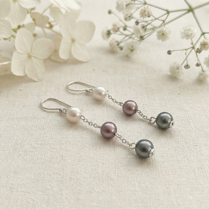 Mist and Mauve: Pearl Drop Earrings