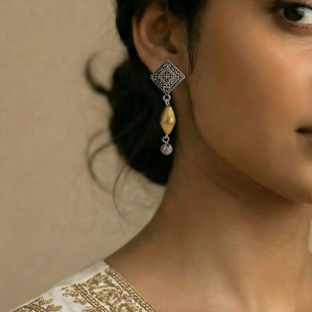 Nazaakat Drops: Handmade Dholki Bead Drop Earring