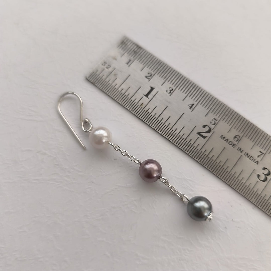 Mist and Mauve: Pearl Drop Earrings