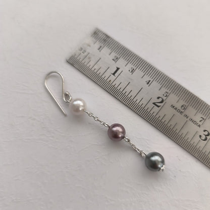 Mist and Mauve: Pearl Drop Earrings