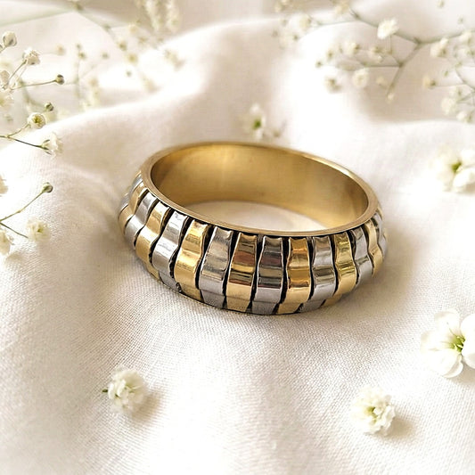 Swara: Dual Tone Brass Kada Bangle