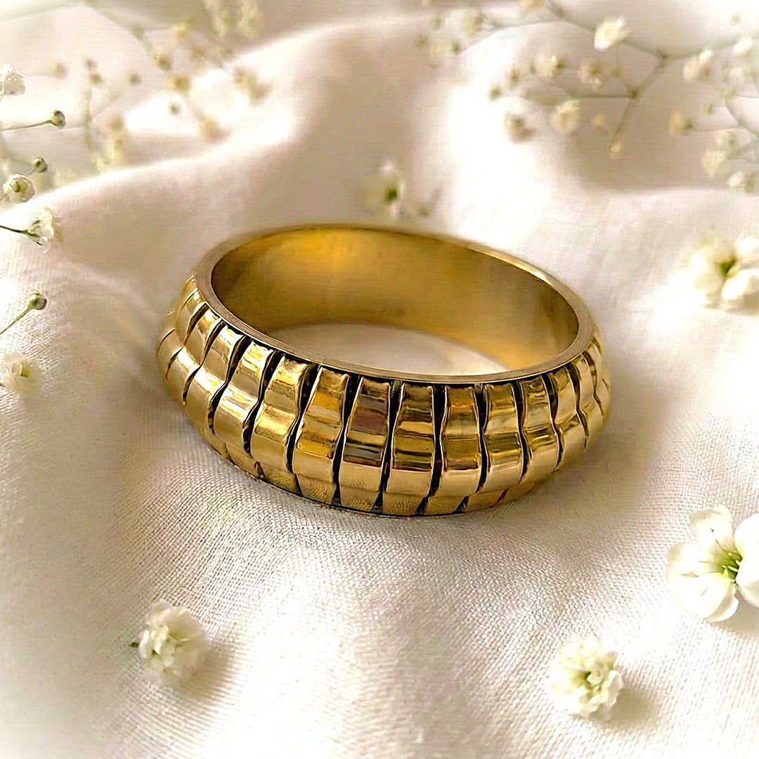 Swara: Gold Toned Brass Kada Bangle