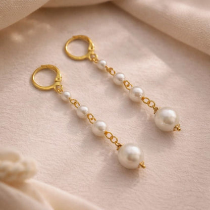 Dewdrop Cascade: Handcrafted Gold Toned Pearl Earring