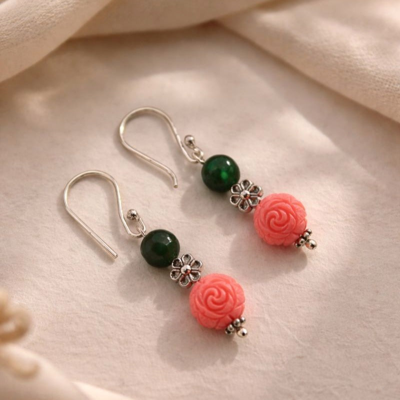 Floriana: Handcrafted Coral Bead Earring