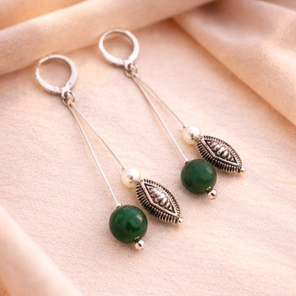Botanica: Handcrafted Green Bead Earring