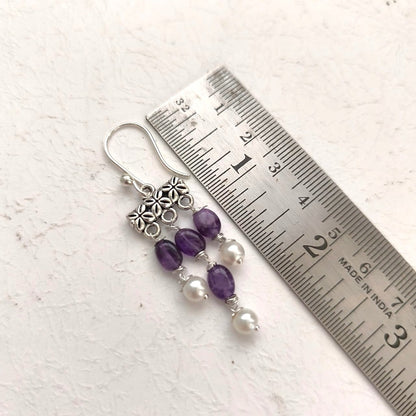 Lilac Whisper Chandeliers: Handmade Violet Beads Earrings