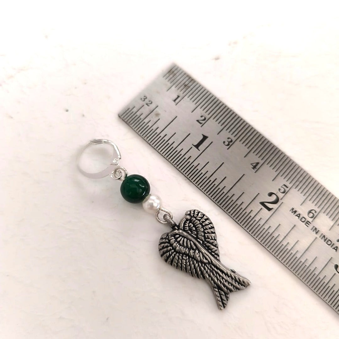 Jade Guardian: Handmade Silver Toned Earring