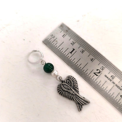 Jade Guardian: Handmade Silver Toned Earring